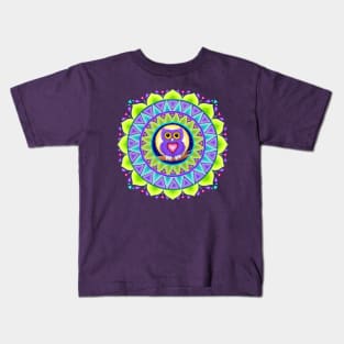 Little Purple Owl Mandala Kids T-Shirt